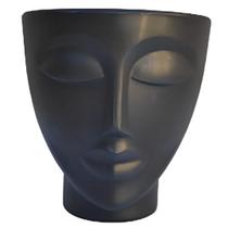 Vaso Face Mulher Nutriplan Preto para Decoração Escritório Sala 25 Centímetros