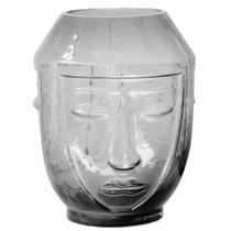 Vaso Face Vidro Fumê Espesso 22,5x17x17cm Master Decor