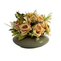 Vaso Flor Buquê Rosas Artificial Decoração Centro de Mesa