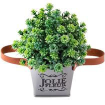 Vaso floreira de ferro com alça e planta permanente 7,5x8x19