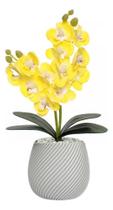 Vaso Flores Artificiais Vaso Arranjo Orquideas Decor Amarelo