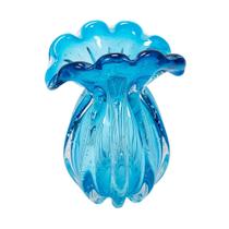 Vaso Fruteira Murano Italiano Azul Cobalto Todo Lapidado Vaso Fruteira Murano Italiano Azul Cobalto Todo Lapidado