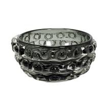 Vaso Fruteira Murano Preto Bolha Relevos Redondo Vaso Fruteira Murano Preto Bolha Relevos Redondo