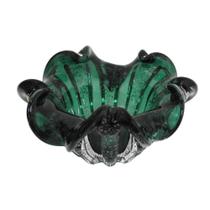 Vaso Fruteira Murano Verde Escuro Lapidados Curva Vaso Fruteira Murano Verde Escuro Lapidados Curva