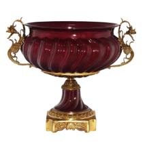 Vaso Fruteira Porcelana Alças E Base Bronze Detalhes Florais Vaso Fruteira Porcelana Alças E Base Bronze Detalhes Florais