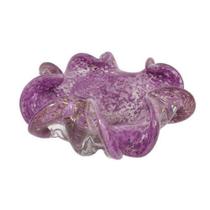 Vaso Fruteira Púrpura Murano Italiano Lapidações em Curvas