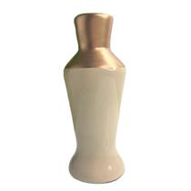 Vaso garrafa bege e cobre decorativo de cerâmica moderno