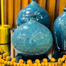 Vaso Garrafa Bojuda em Cerâmica Azul Royal M - Pintura Radioativa Vaso Garrafa Bojuda em Cerâmica Azul Royal M - Pintura Radioativa