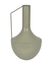 Vaso garrafa decorativo com alca em metal verde militar 28cm