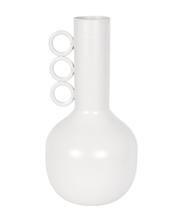 Vaso garrafa decorativo em metal off white 22cm