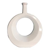 Vaso Garrafa Decorativo Sextavado em Cerâmica Branca Brilho Tamanho 36x29cm