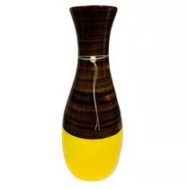 Vaso Garrafa Grande Em Cerâmica De Sala Amarelo E Marrom