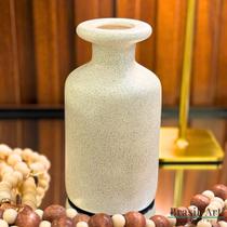 Vaso Garrafa P com Borda Off-White/Cimento - Cerâmica Escultural Orgânica