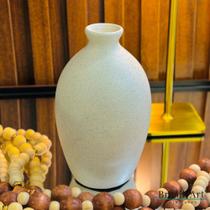 Vaso Garrafa P Off-White/Cimento - Cerâmica Escultural Orgânica