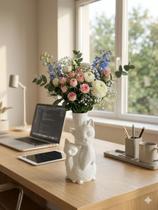 Vaso Gatinhos Decoração para Quartos Infantil bebês Salas Home Office Presente Mãe de Gatos Plástico 18cm