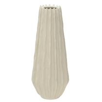 Vaso geometrico decorativo em porcelana na cor creme 33cm