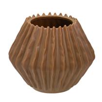 Vaso geometrico decorativo em porcelana na cor marrom 16,5cm