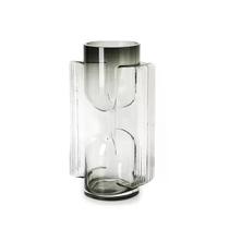 Vaso geometrico em vidro fume mart 29,5cm