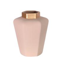 Vaso Geométrico Moderno em Cerâmica Fosca Decorativa - Bege Gold