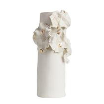 Vaso Giverny Gold em Porcelana Com Flores Aplicadas e Ouro G