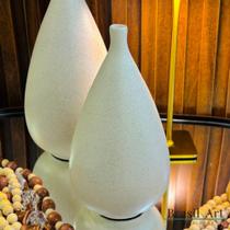 Vaso Gota Alongada Off-White/Cimento P - Escultura Orgânica