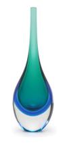 Vaso Gota Decorativo Cristal Verde Com Água-marinha 29cm - CÁ D'ORO