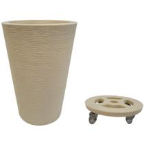 Vaso Grande 55cm Redondo De Polietileno E Suporte Com Roda Para Plantas E Flores Vaso Grande 55cm Redondo De Polietileno E Suporte Com Roda Para Plantas E Flores