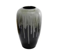 Vaso Grande Ceramica Cinza e Preto Redondo Sofisticado Luxo