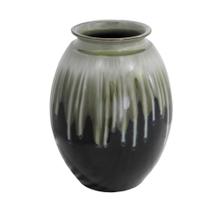 Vaso Grande Cerâmica Verde Escorrido e Preto Luxo