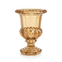 Vaso Grande de Vidro Cor Âmbar Base Hexagonal 26x21cm
