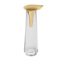 Vaso Grande De Vidro e Inox Revestido Em Ouro 24K Leaf Riva Vaso Grande De Vidro e Inox Revestido Em Ouro 24K Leaf Riva