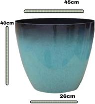 Vaso Grande Decorativo 40cm Azul Aço Liso com Alto Brilho para Plantas Vaso Grande Decorativo 40cm Azul Aço Liso com Alto Brilho para Plantas