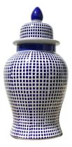 Vaso Grande Decorativo Porcelana Azul E Branca 65cm Altura