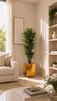 Vaso Grande Dourado Espelho Chão Decoração Luxo Vaso Grande Dourado Espelho Chão Decoração Luxo