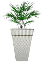 Vaso Grande Quadrado Rattan Flores Plantas 28l Marmorizado - Plasnew