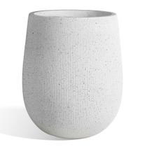 Vaso Grande Redondo Branco Worth Garden, 31,75 cm de Diâmetro x 47 cm de Altura, Vaso Leve de Cimento de Óxido de Magnésio com Acabamento Texturizado Listrado, Padrão Elevado com Aparência de Concreto, Furo de Drenagem, para Uso Interno e Externo Vaso Grande Redondo Branco Worth Garden, 31,75 cm de Diâmetro x 47 cm de Altura, Vaso Leve de Cimento de Óxido de Magnésio com Acabamento Texturizado Listrado, Padrão Elevado com Aparência de Concreto, Furo de Drenagem, para Uso Interno e Externo