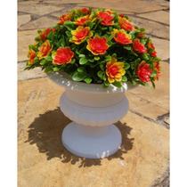 Vaso Grego Bucho Flores Laranja Artificial para Decoração Festas, Casamentos, Casa