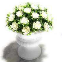 Vaso Grego Grande + Bucho Flores Branco Artificial para Decoração Festas, Casamentos, Casa
