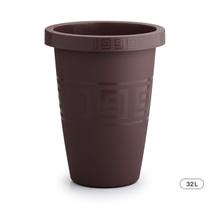Vaso Grego Redondo Extra Grande 32L Plástico Resistente Decorativo Sem Prato Jardim Varanda Interno