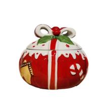 Vaso grillo gingerbread laço 18cm 62120-000 ceramica