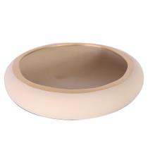 Vaso Ikebana Baixo Cerâmica Fosca Decor de Plantas Garden - Bege Gold