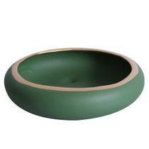 Vaso Ikebana Baixo Cerâmica Fosca Decor de Plantas Garden - Verde Gold