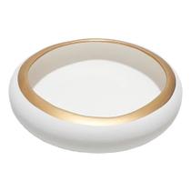 Vaso Ikebana Baixo Cerâmica Fosca Decor Plantas Garden Gold