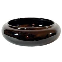 Vaso Ikebana Baixo Redondo Cerâmica Decor de Plantas Garden - Black