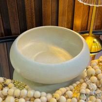 Vaso Ikebana Off-White/Cimento M - Cerâmica Escultural Orgânica