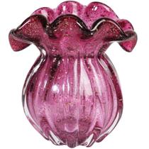 Vaso Italy Murano Vidro Rosa Gold Decorativo 14cm Luxo - Lyor