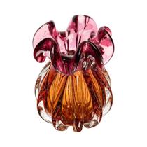 Vaso Italy Rosa e Âmbar Vidro 11x13 cm Lyor