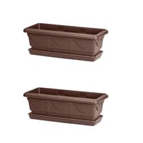 Vaso Jardineira Floreira Tabaco 50cm Nutriplan + Prato Kit 2 Vaso Jardineira Floreira Tabaco 50cm Nutriplan + Prato Kit 2