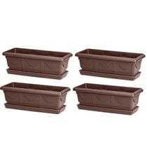 Vaso Jardineira Floreira Tabaco 50cm Nutriplan + Prato Kit 4 Vaso Jardineira Floreira Tabaco 50cm Nutriplan + Prato Kit 4