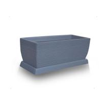 Vaso Jardineira + Prato Polietileno 60X25 Cinza Escuro